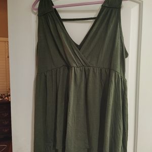 Olive green v neck tank top